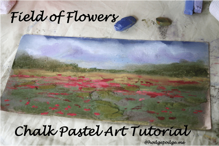 Field of Flowers Chalk Pastel Art Tutorial via Hodgepodge.me at TeachThemDiligently.net