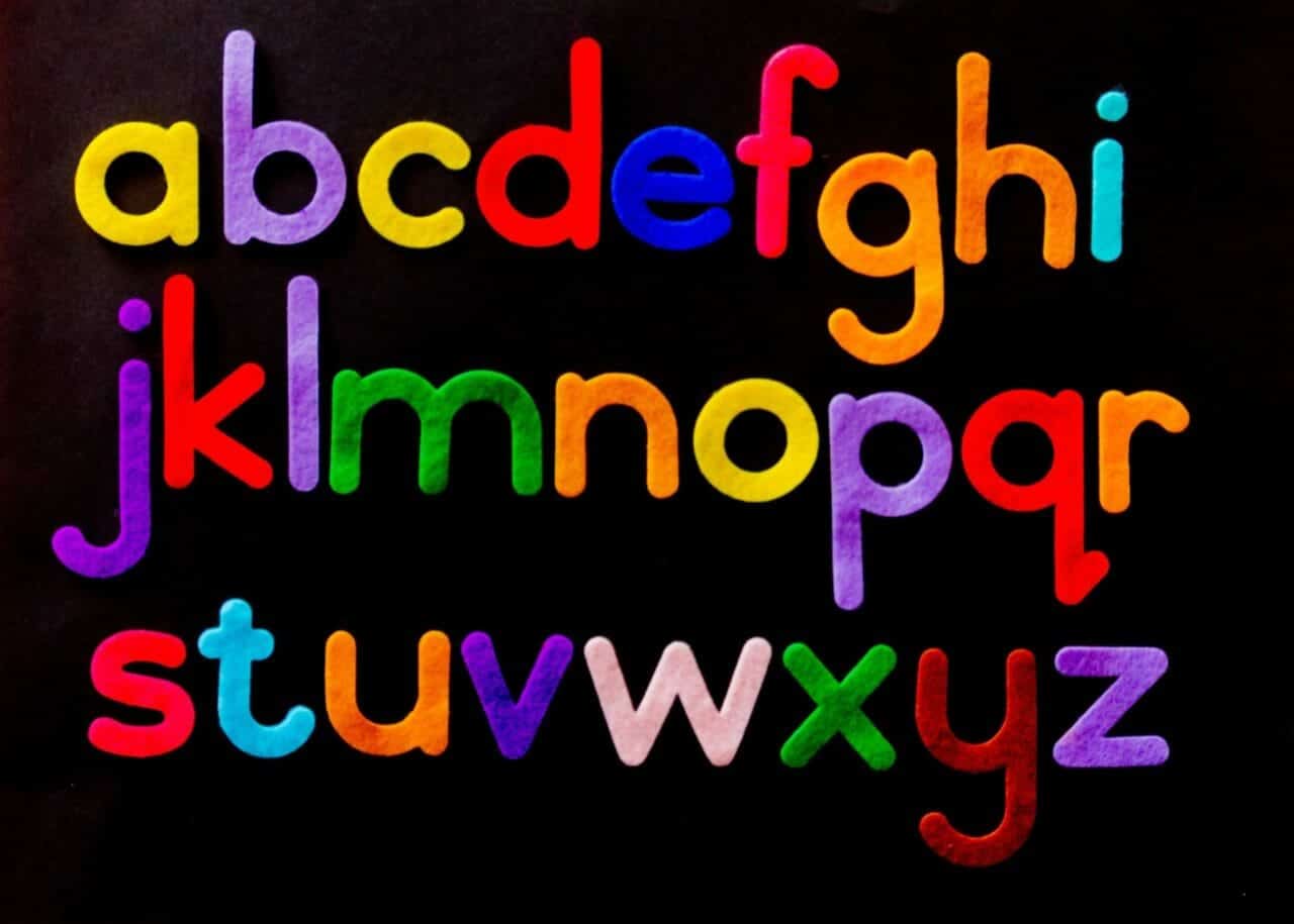 alphabet letters in bright colors